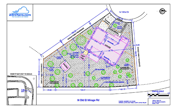 24h Site Plans for Building Permits: Site Plan Drawing 