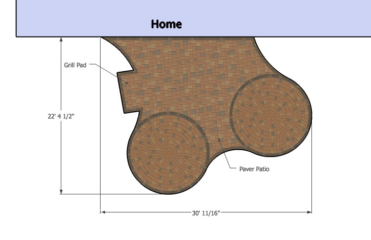 Patio design with circle pavers plan