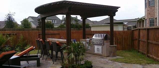 Outdoor kitchen in the backyard