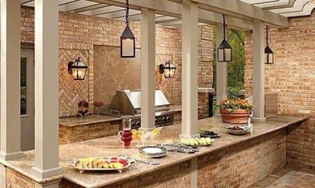 Outdoor kitchen with walls