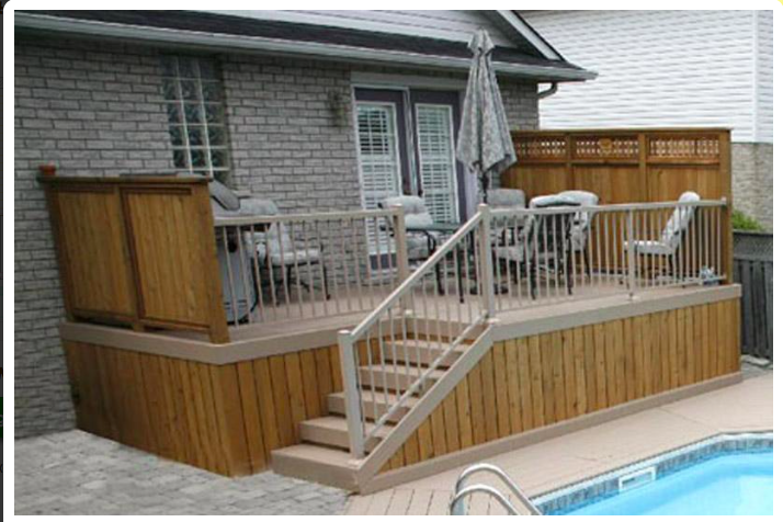 Deck with stairs and privacy screens