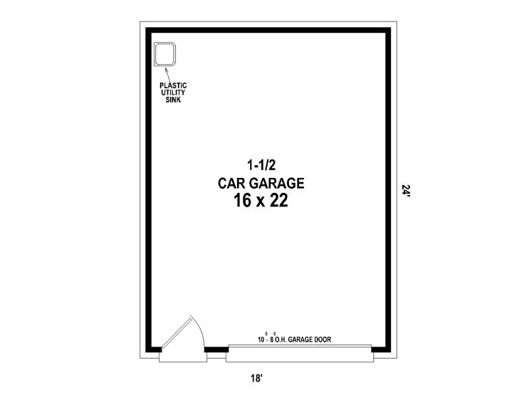 1-car gable roof garage - plan