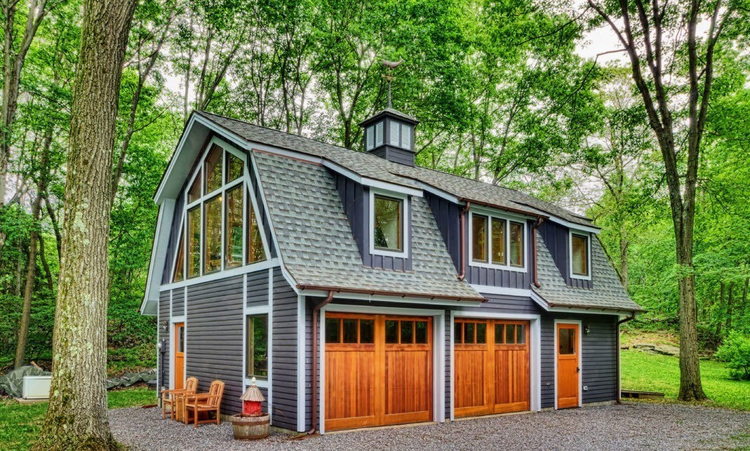 home with an angled garage