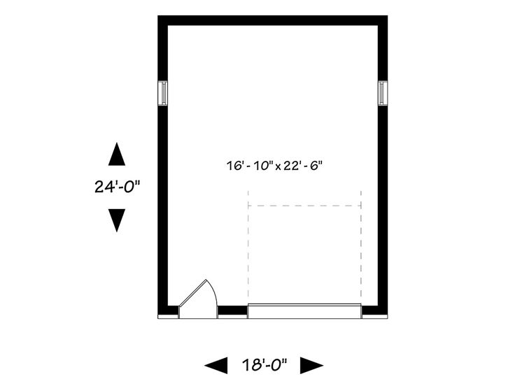 Modern 1-car garage with sloped roof - plan