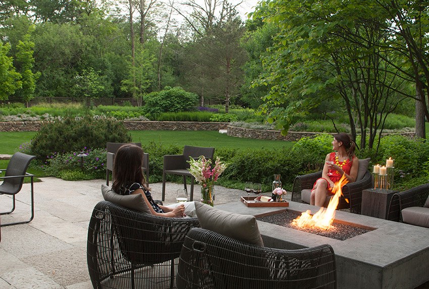 Landscape design with fire pit