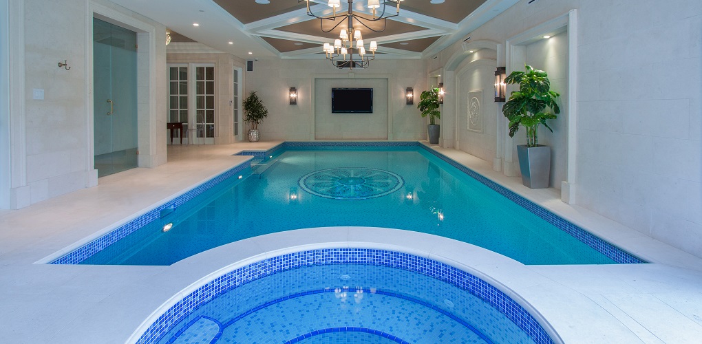 Indoor pool with spa