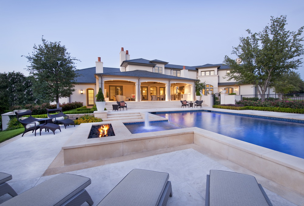 Swimming pool next to fire pit