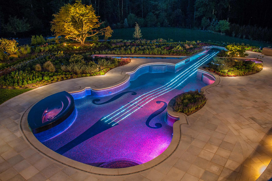 Violin shaped swimming pool